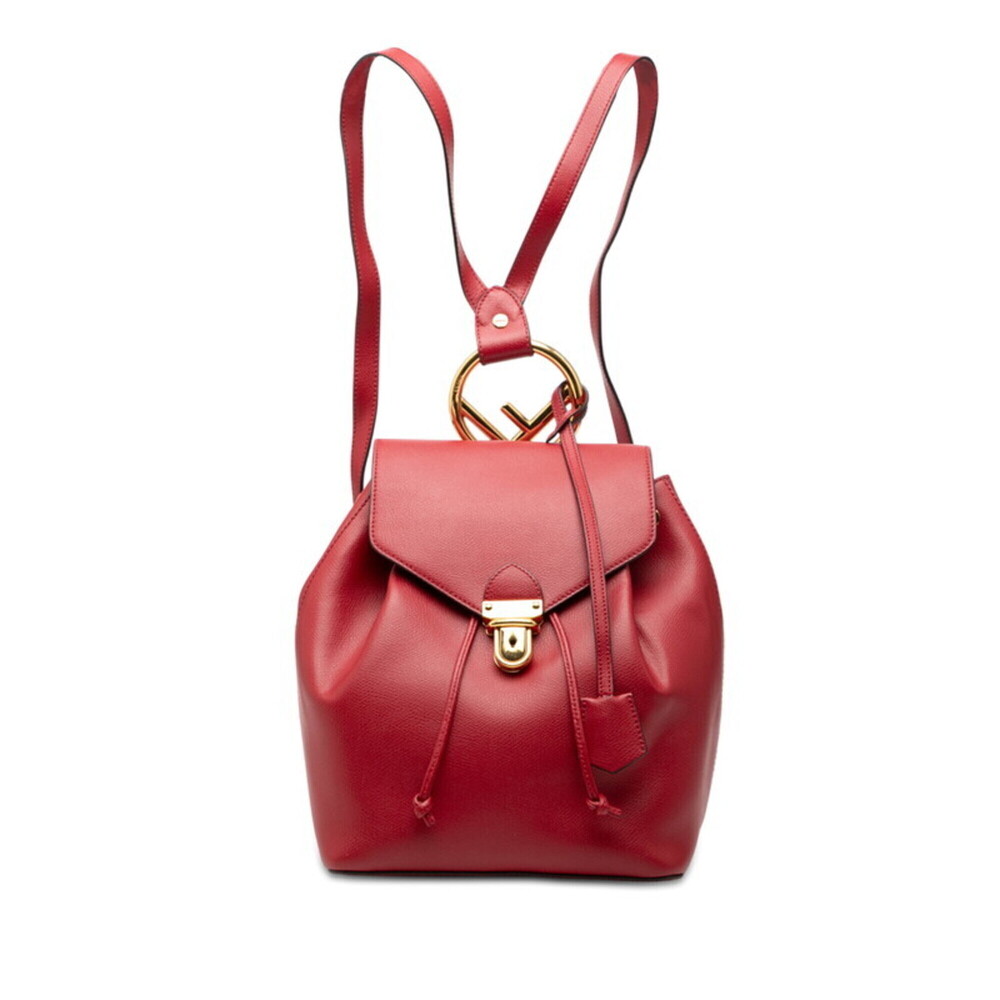 Fendi F is Backpack/Daypack 8BZ043 Red Leather Women's FENDI